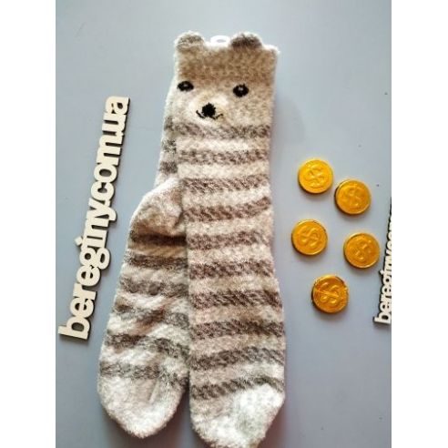 Socks fluffy anti-slip 31-34 light gray buy in online store