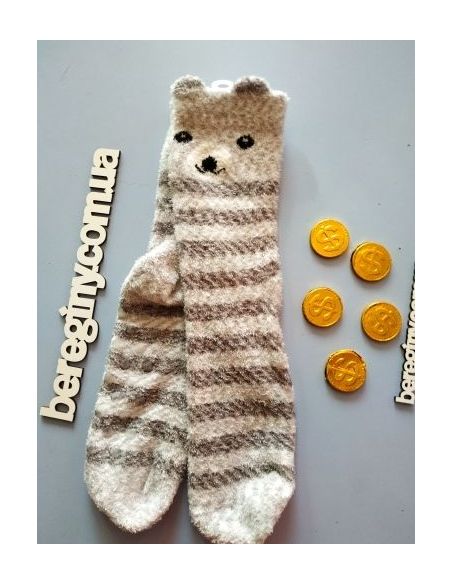 Socks fluffy anti-slip 31-34 light gray buy in online store
