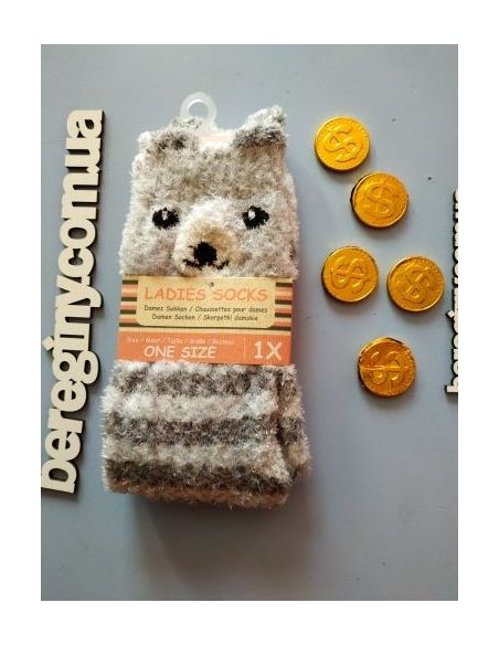 Socks fluffy anti-slip 31-34 light gray buy in online store
