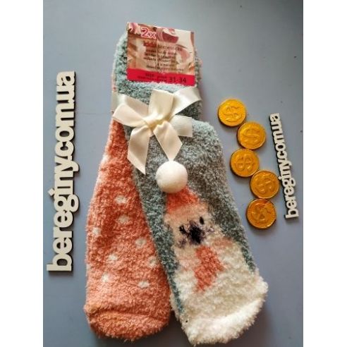 Socks fluffy anti-slip 31-34 snowman buy in online store