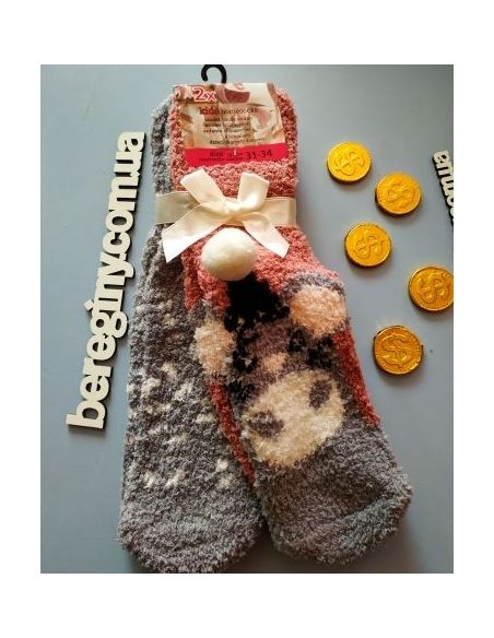 Socks fluffy anti-slip 31-34 giraffe buy in online store