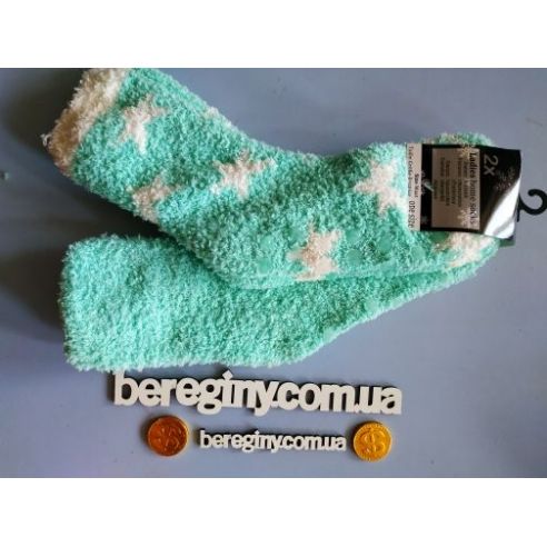 Socks fluffy anti-slip 31-34 green buy in online store