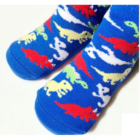 Baby socks with anti-slip sole size 18 months - Dinosaurs blue buy in online store