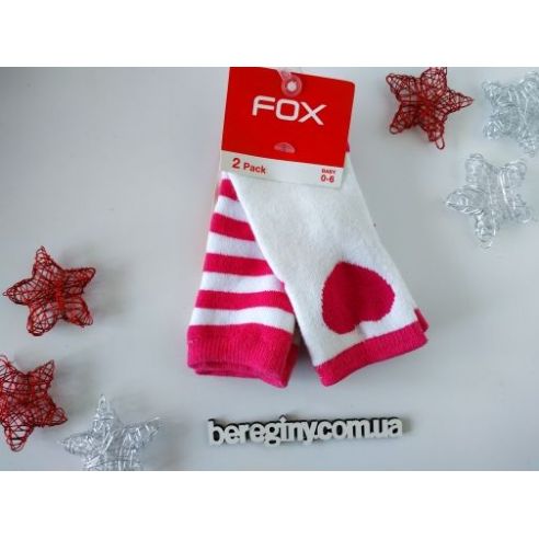 Socks Anti-slip terry Children's Fox 0-6Women- pink (2 pairs) buy in online store