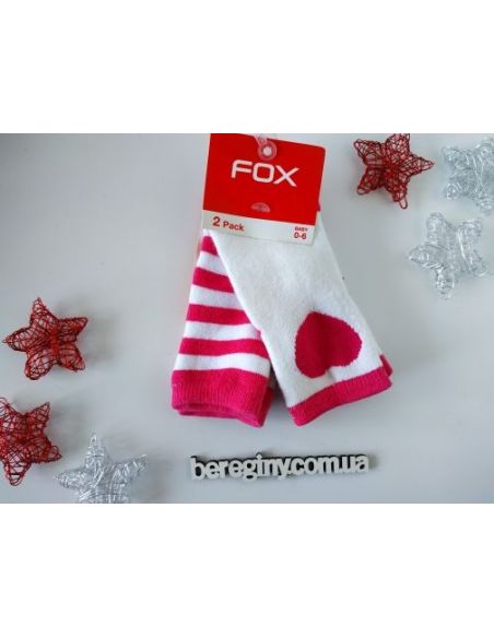 Socks Anti-slip terry Children's Fox 0-6Women- pink (2 pairs) buy in online store