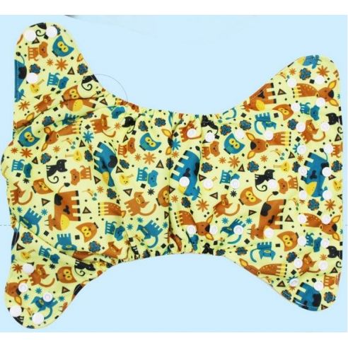 Reusable diaper on microflis buttons with built-in liners - cow, cat, dog buy in online store