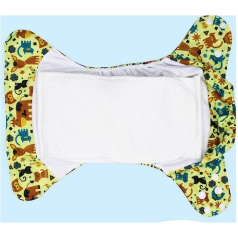 Reusable diaper on microflis buttons with built-in liners - cow, cat, dog buy in online store