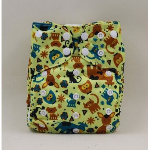Reusable diaper on microflis buttons with built-in liners - cow, cat, dog buy in online store