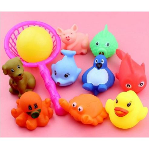 Set of toys for bathroom animals + net (11pcs) buy in online store