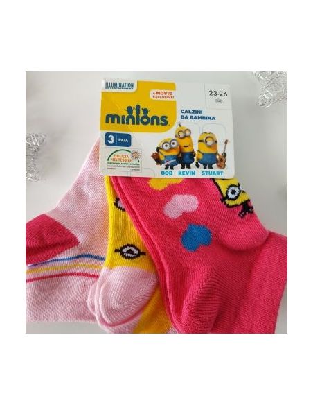 Socks Minions Pink 3pcs Size 23-26 buy in online store