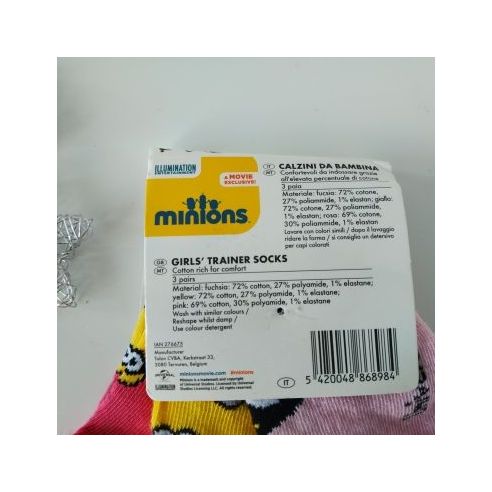 Socks Minions Pink 3pcs Size 23-26 buy in online store