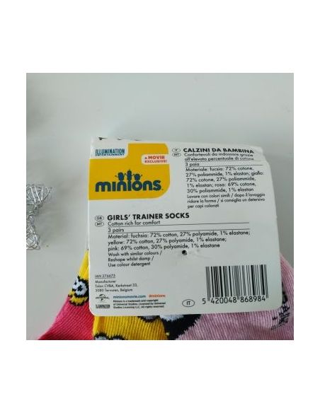 Socks Minions Pink 3pcs Size 23-26 buy in online store