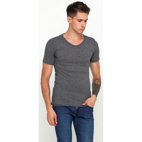 Men's Basic Liverge T-shirt (Germany) V-neckline - size 4XL, dark gray buy in online store
