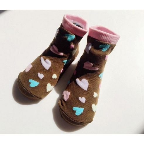 Baby socks with anti-slip sole size 6 months - brown buy in online store
