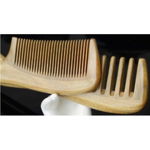 Sandalwood comb - ordinary teeth, curly handle buy in online store
