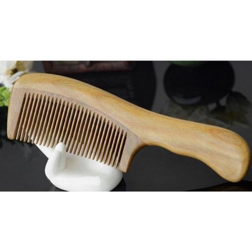 Sandalwood comb - ordinary teeth, curly handle buy in online store