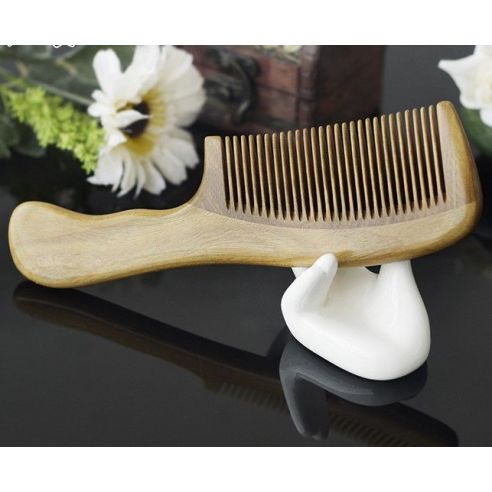 Sandalwood comb - ordinary teeth, curly handle buy in online store