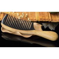 Sandalwood hairbrush with buffalo horn insert - Wide teeth buy in online store 2