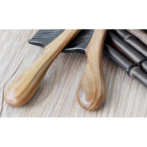 Sandalwood hairbrush with buffalo horn insert - Wide teeth buy in online store