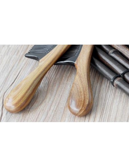 Sandalwood hairbrush with buffalo horn insert - Wide teeth buy in online store Sandalwood hairbrush with buffalo horn insert - Wide teeth buy in online store