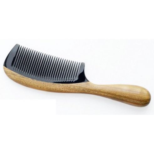 Sandalwood hairbrush with buffalo horns insert - ordinary teeth buy in online store