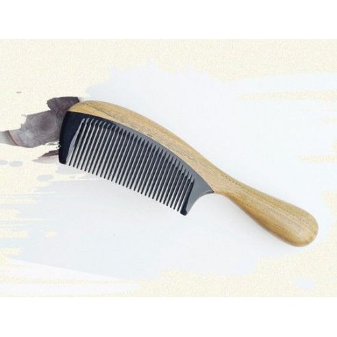 Sandalwood hairbrush with buffalo horns insert - ordinary teeth buy in online store