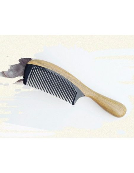 Sandalwood hairbrush with buffalo horns insert - ordinary teeth buy in online store Sandalwood hairbrush with buffalo horns insert - ordinary teeth buy in online store