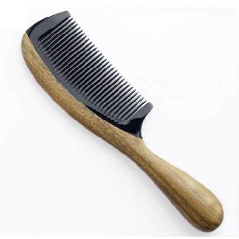 Sandalwood hairbrush with buffalo horns insert - ordinary teeth buy in online store