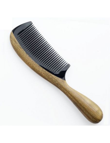Sandalwood hairbrush with buffalo horns insert - ordinary teeth buy in online store Sandalwood hairbrush with buffalo horns insert - ordinary teeth buy in online store