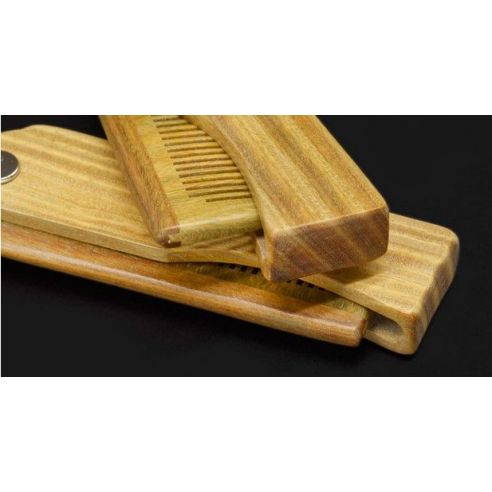 Comb from green sandalwood for hair and beard folding buy in online store