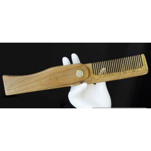 Comb from green sandalwood for hair and beard folding buy in online store