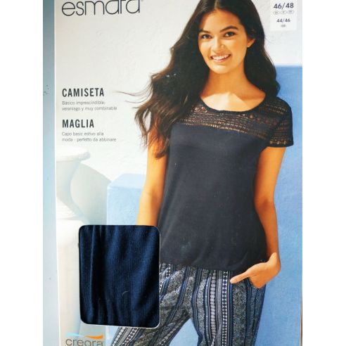 T-shirt Esmara Lace Dark Blue - S buy in online store