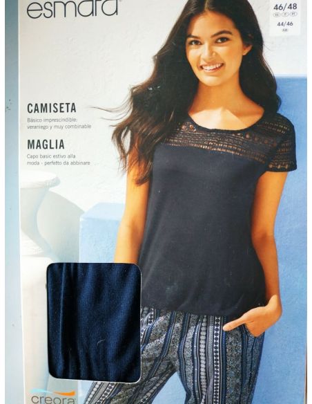 T-shirt Esmara Lace Dark Blue - S buy in online store