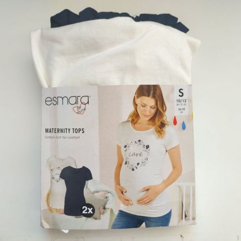 Set of T-shirts for pregnant women Esmara - Blue + white- 36/38 buy in online store