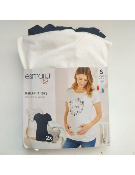 Set of T-shirts for pregnant women Esmara - Blue + white- 36/38 buy in online store