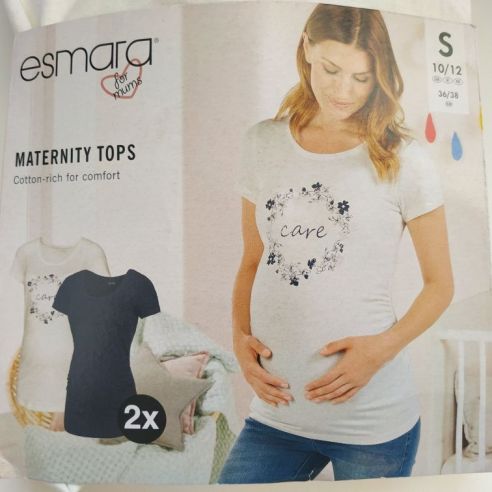 Set of T-shirts for pregnant women Esmara - Blue + white- 36/38 buy in online store