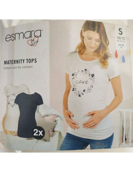 Set of T-shirts for pregnant women Esmara - Blue + white- 36/38 buy in online store