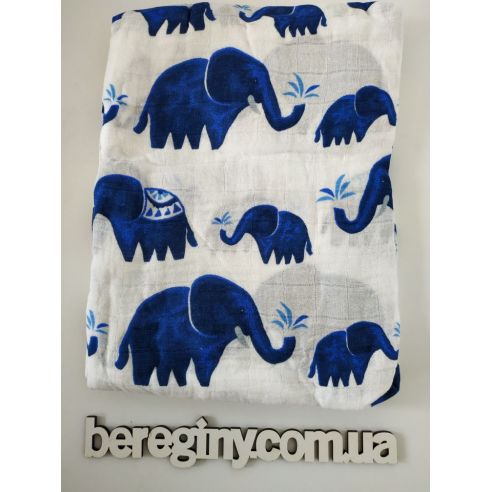 Gauze Muslin Diaper 120 * 120 - Blue Elephants buy in online store