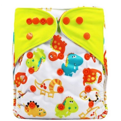 Reusable diaper on microflis-dinosaurs buttons buy in online store
