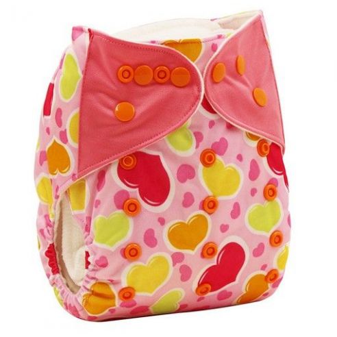 Reusable diaper on microflis-hearts buttons buy in online store