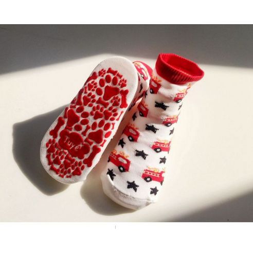 Baby socks with anti-slip sole size 18 months - fire trucks buy in online store