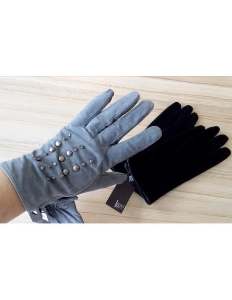 Female Laze Gloves Natural Suede with Heater - Gray buy in online store Female Laze Gloves Natural Suede with Heater - Gray buy in online store
