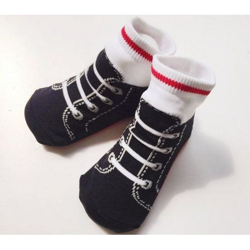 Baby socks with anti-slip sole size 6 months - Black sneakers buy in online store