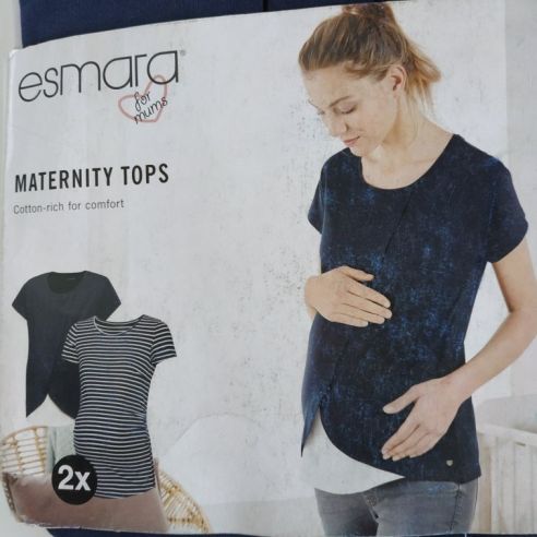 T-shirts for pregnant women and feeding Esmara Strips - Set 2pcs Size S 36/38 buy in online store