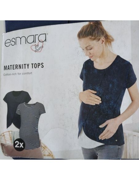 T-shirts for pregnant women and feeding Esmara Strips - Set 2pcs Size XS 32/34 buy in online store