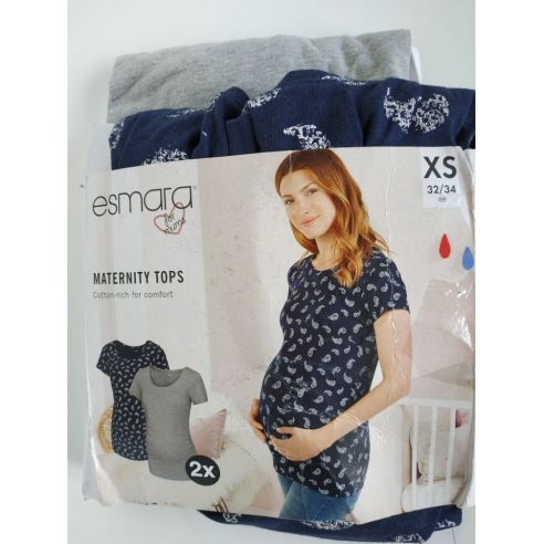 T-shirts for pregnant women Esmara Cucumbers - Set 2pcs Size XS 32/34 buy in online store