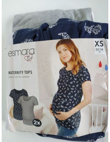 T-shirts for pregnant women Esmara Cucumbers - Set 2pcs Size XS 32/34 buy in online store