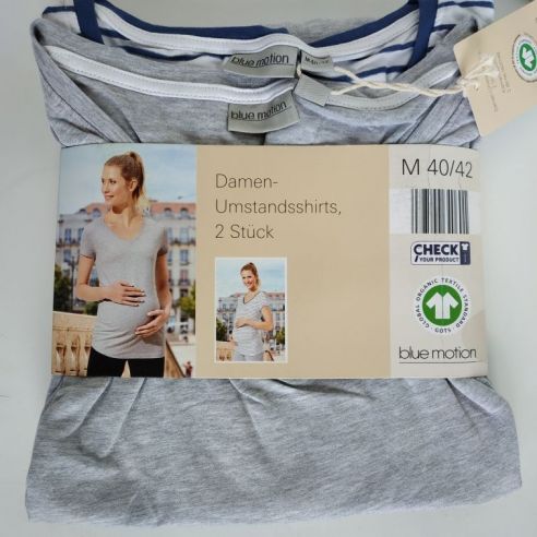 T-shirts for pregnant women Blue Motion Striped - Set 2pcs Size S 36/38 buy in online store