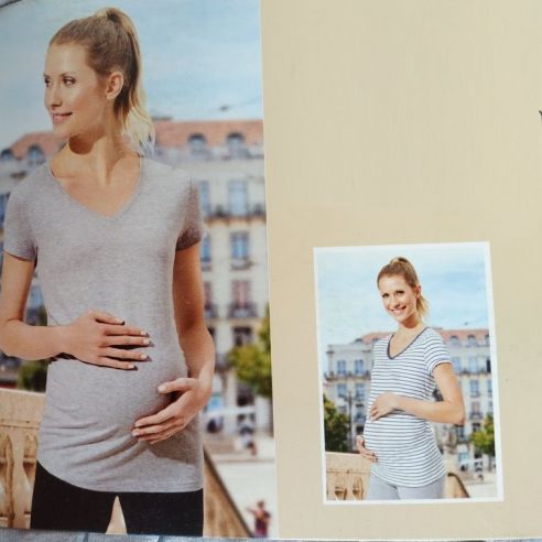 T-shirts for pregnant women Blue Motion Striped - Set 2pcs Size S 36/38 buy in online store