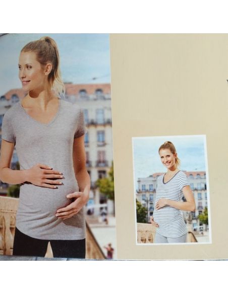 T-shirts for pregnant women Blue Motion Striped - Set 2pcs Size S 36/38 buy in online store
